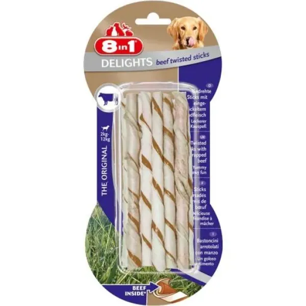 8in1 Delights Beef Twisted Sticks 10er,55g
